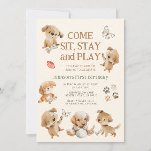 Invitation d'anniversaire de fête de chiot