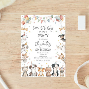 Invitation d'anniversaire de fête de chiot de chie
