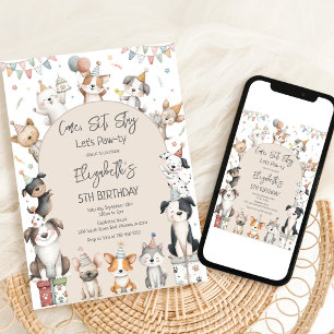 Invitation d'anniversaire de fête de chiot de chie