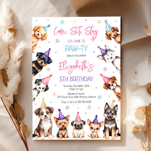 Invitation d'anniversaire de fête de chiot de chie