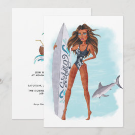 Invitation d'anniversaire de fête de plage de surf