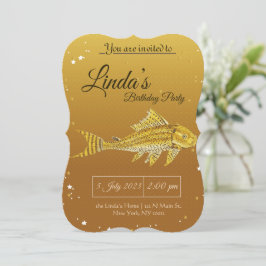 Invitation d'anniversaire de fête de poisson doré
