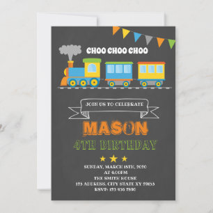 Invitation d'anniversaire de fête de train mignon