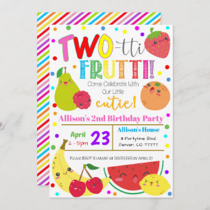 Invitation d'anniversaire de fête des fruits à deu