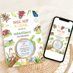 Invitation d'anniversaire de fête d'insectes