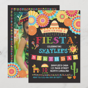 Invitation d'anniversaire de fiesta avec la photo