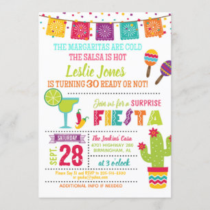 Invitation d'anniversaire de fiesta - blanc