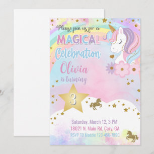 Invitation d'anniversaire de fille avec tête de li