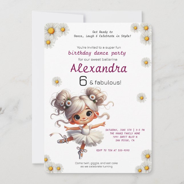 Invitation d'anniversaire de fille bizarre (Devant)