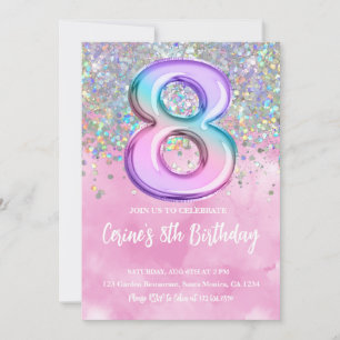 Invitation d'anniversaire de fille de 8 ans en feu