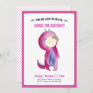 Invitation d'anniversaire de fille de dinosaure