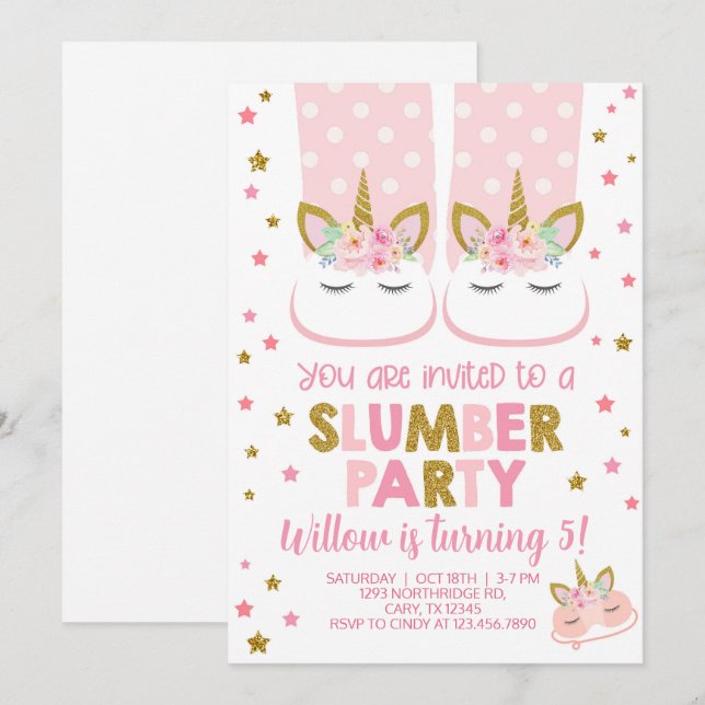 Invitation d'anniversaire de fille de fête de bois (Devant / Derrière)