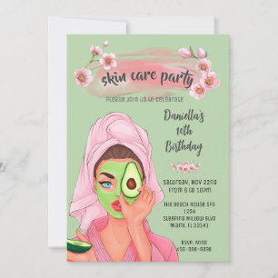 Invitation d'anniversaire de fille de spa vert sau
