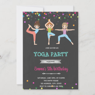 Invitation d'anniversaire de fille de yoga