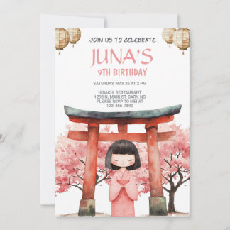 Invitation d'anniversaire de fille geisha japonais