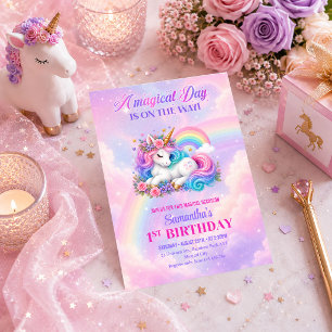 Invitation d'anniversaire de fille Licorne Magique