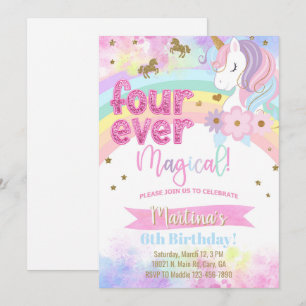 Invitation d'anniversaire de fille magique licorne