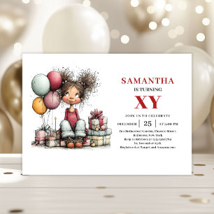 Invitation d'anniversaire de fille originale dessi