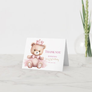 Invitation d'anniversaire de fille ourson aquarell