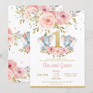 Invitation d'anniversaire de filles jumelles