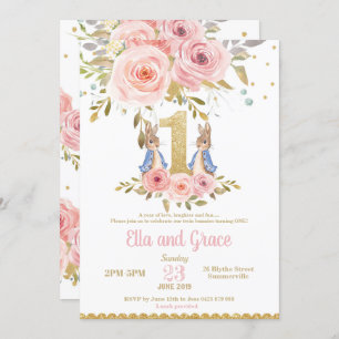 Invitation d'anniversaire de filles jumelles de