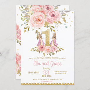 Invitation d'anniversaire de filles jumelles de