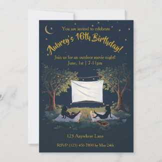 Invitation d'anniversaire de film en plein air