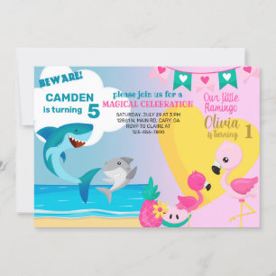 Invitation d'anniversaire de Flamants roses et de 