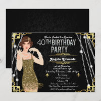 Invitation d'anniversaire de Flapper Girl