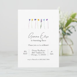 Invitation d'anniversaire de Fleur sauvage minimal