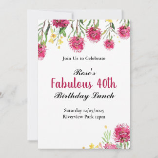 Invitation d'anniversaire de fleurs australiennes