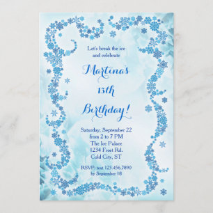 Invitation d'anniversaire de flocons de neige