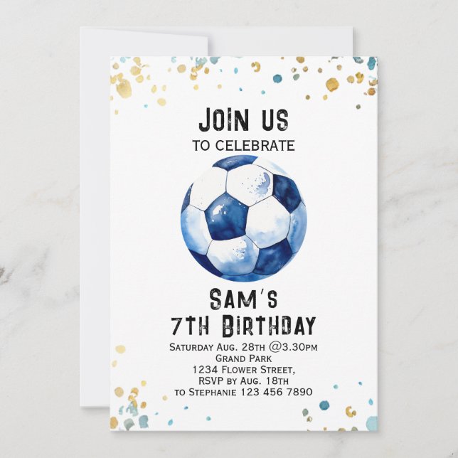 Invitation d'anniversaire de football - Fête de fo (Devant)