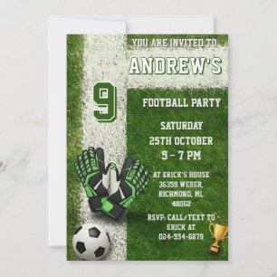 Invitation d'anniversaire de football personnalisé
