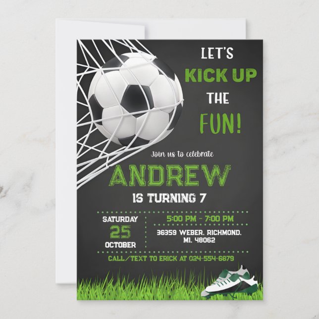 Invitation d'anniversaire de football personnel (Devant)