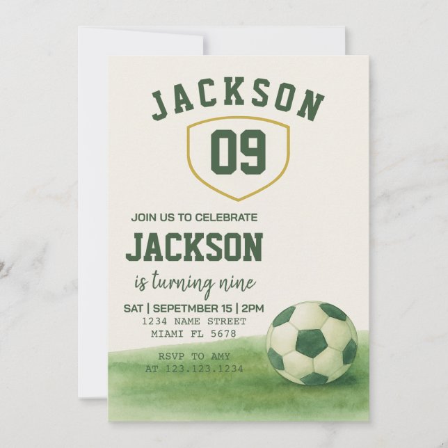 Invitation d'anniversaire de football pour enfants (Devant)