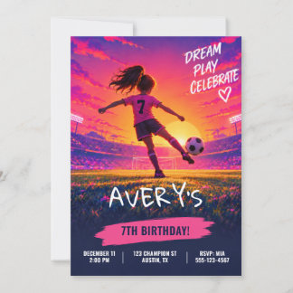 Invitation d'anniversaire de football pour fille
