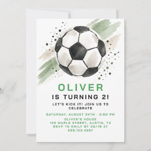 Invitation d'anniversaire de football vert