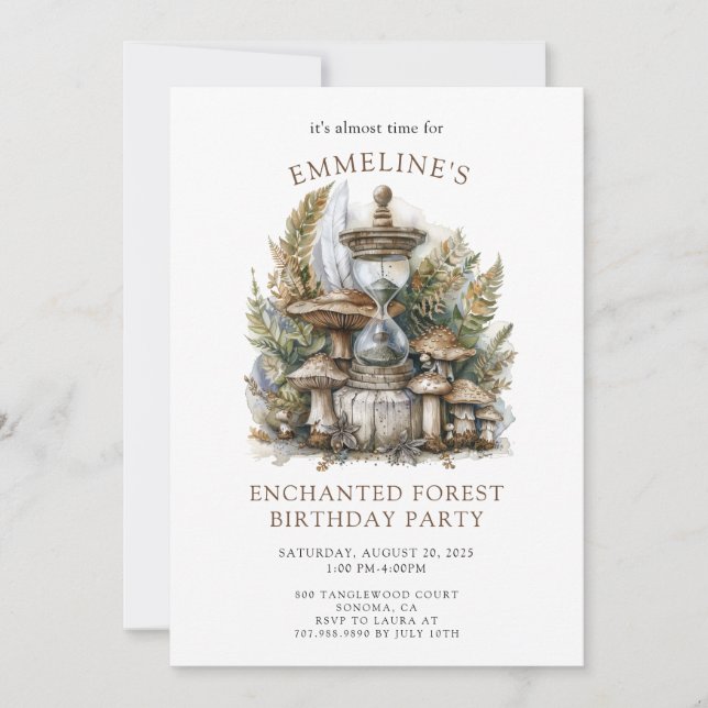 Invitation d'anniversaire de forêt enchantée (Devant)