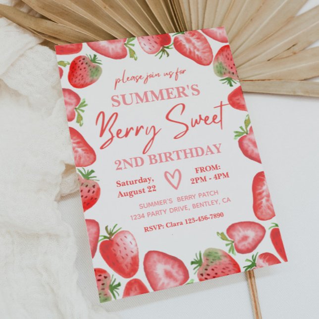 Invitation d'anniversaire de fraises | Berry Invit (Créateur téléchargé)