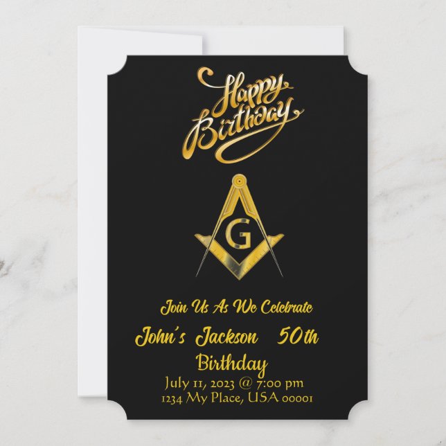 Invitation d'anniversaire de Freemason (Devant)