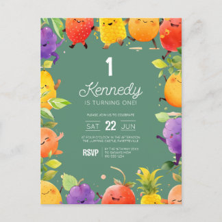 Invitation d'anniversaire de fruits dansants 