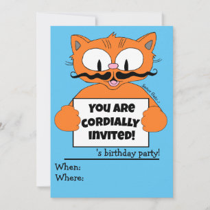 Invitation d'anniversaire de garçon de chat de des