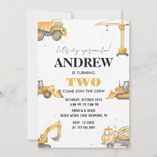 Invitation d'anniversaire de garçon de constructio