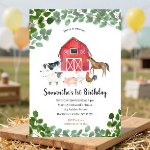 Invitation d'anniversaire de garçon de ferme verdu