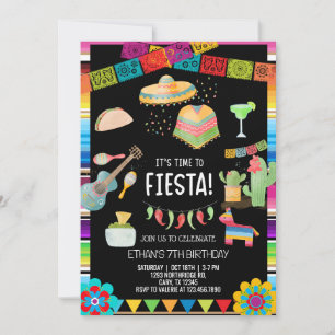 Invitation d'anniversaire de garçon de fiesta, gar
