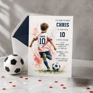 Invitation d'anniversaire de garçon de football à
