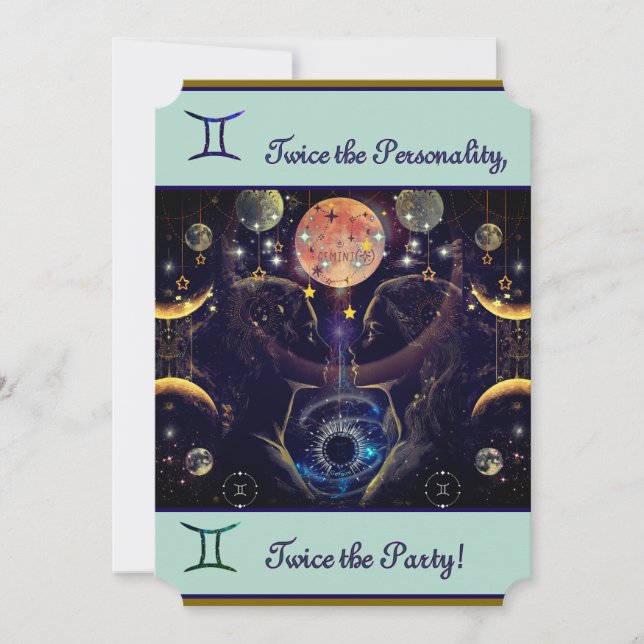 Invitation d'anniversaire de Gemini (Devant)
