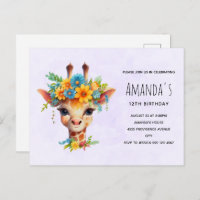 Invitation d'anniversaire de girafe mignonne avec 