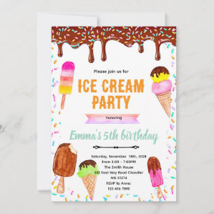 Invitation d'anniversaire de glace à la crème avec